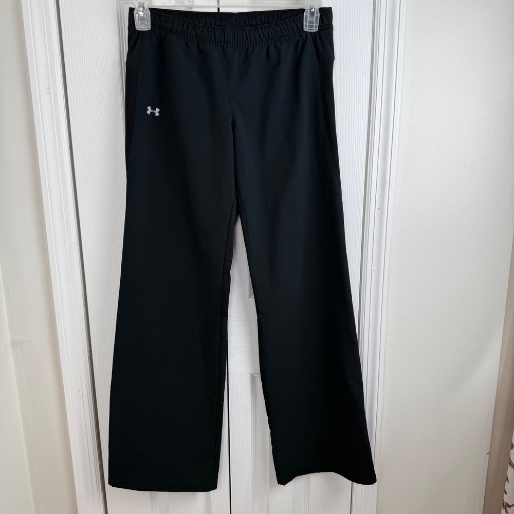 Under Armour Men's HeatGear Black Mesh Panel Zip Hem Loose‎ Fit Pants Warm up